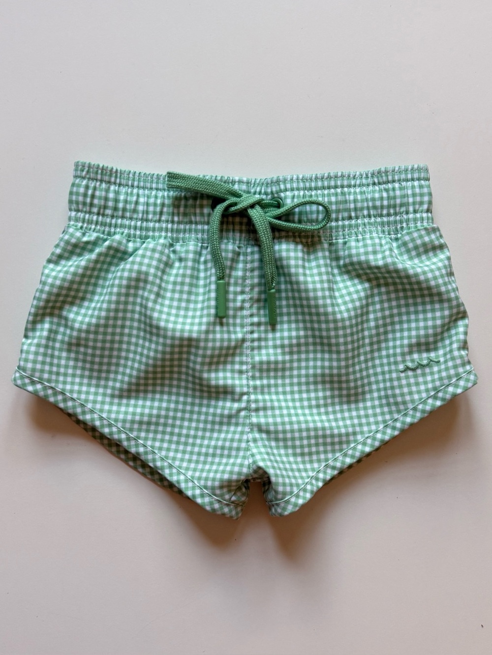 Minnow Boys Gustavia Green & White Gingham Boardie - Size 1T